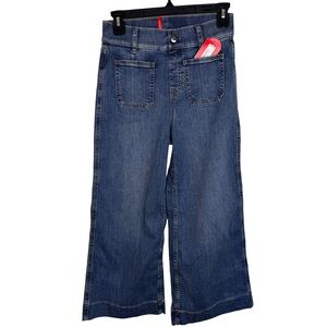 Spanx Cropped Wide Leg Jeans Blue Medium Wash Pull On Size XS PETITE